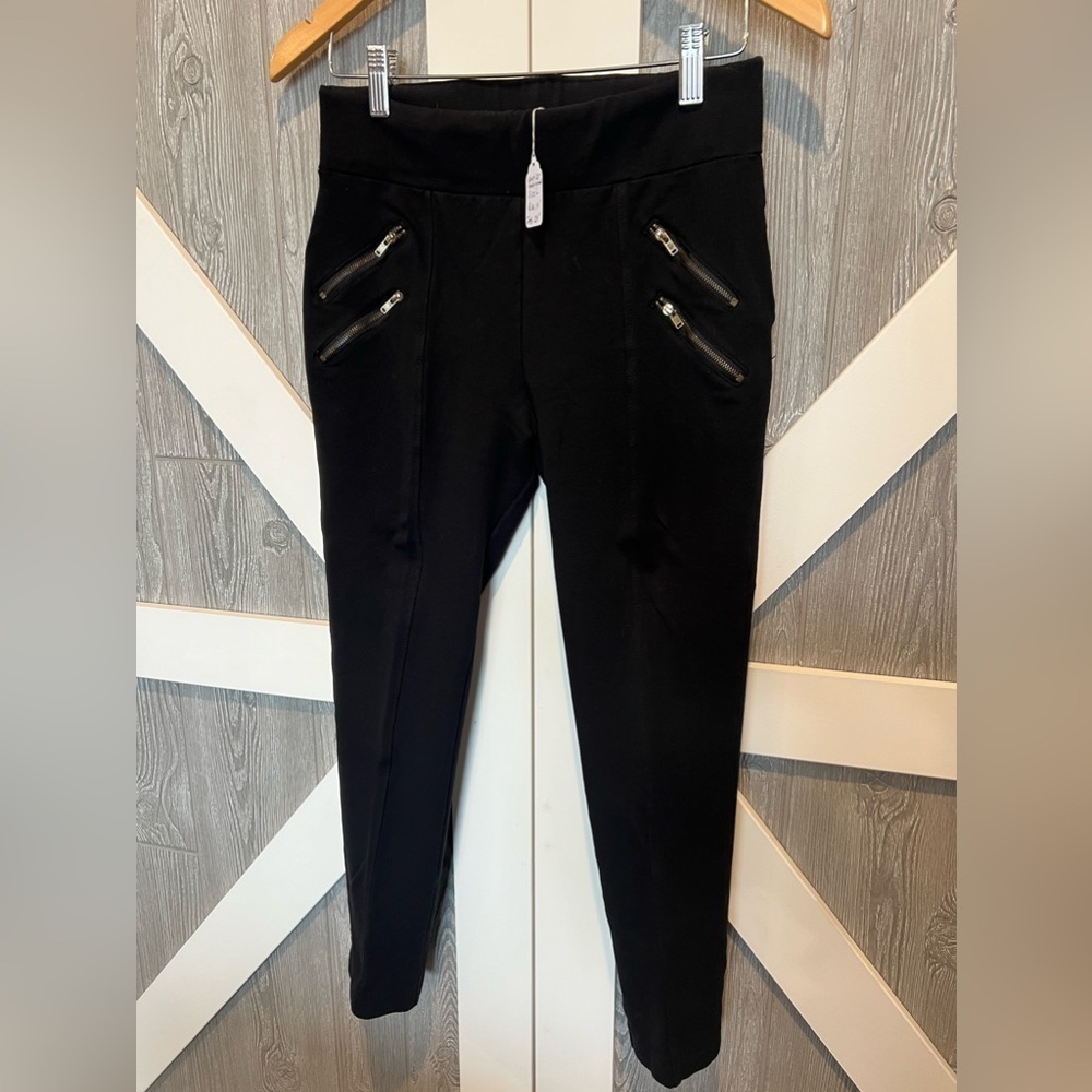 B16.03 Ci Sono High Waist Ponte Leggings w/double zippers Black